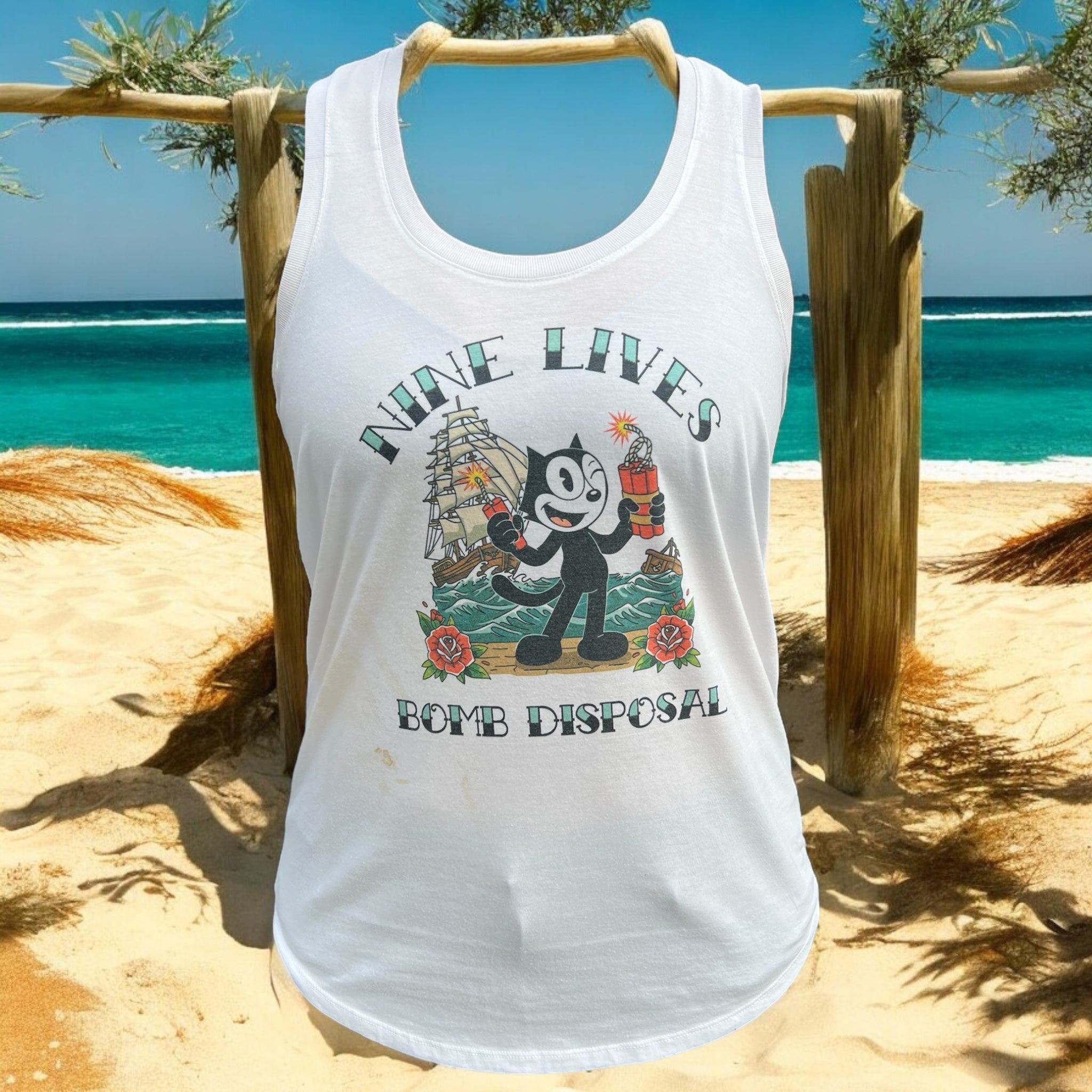 Nine Lives-Sea Racerback Tank