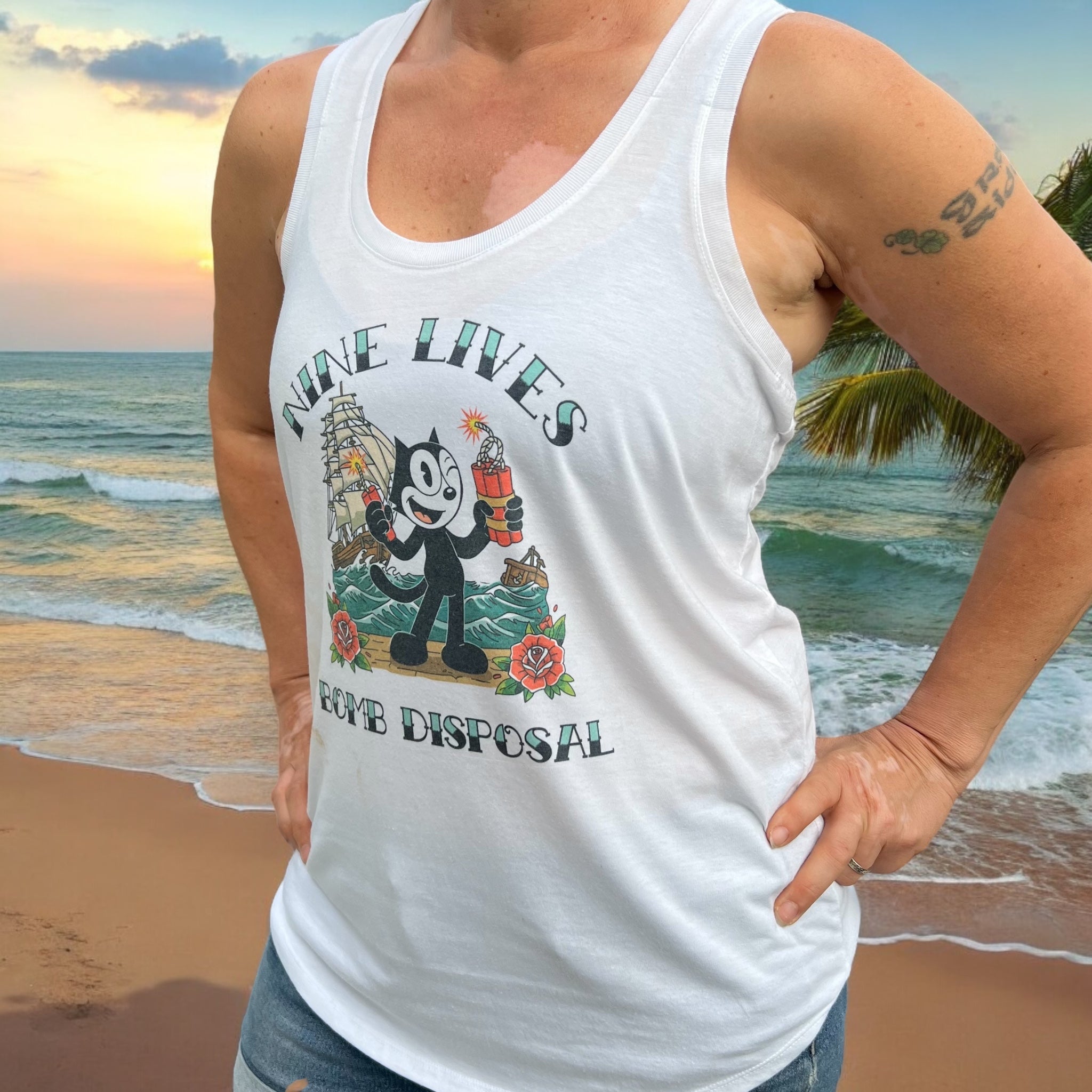 Nine Lives-Sea Racerback Tank